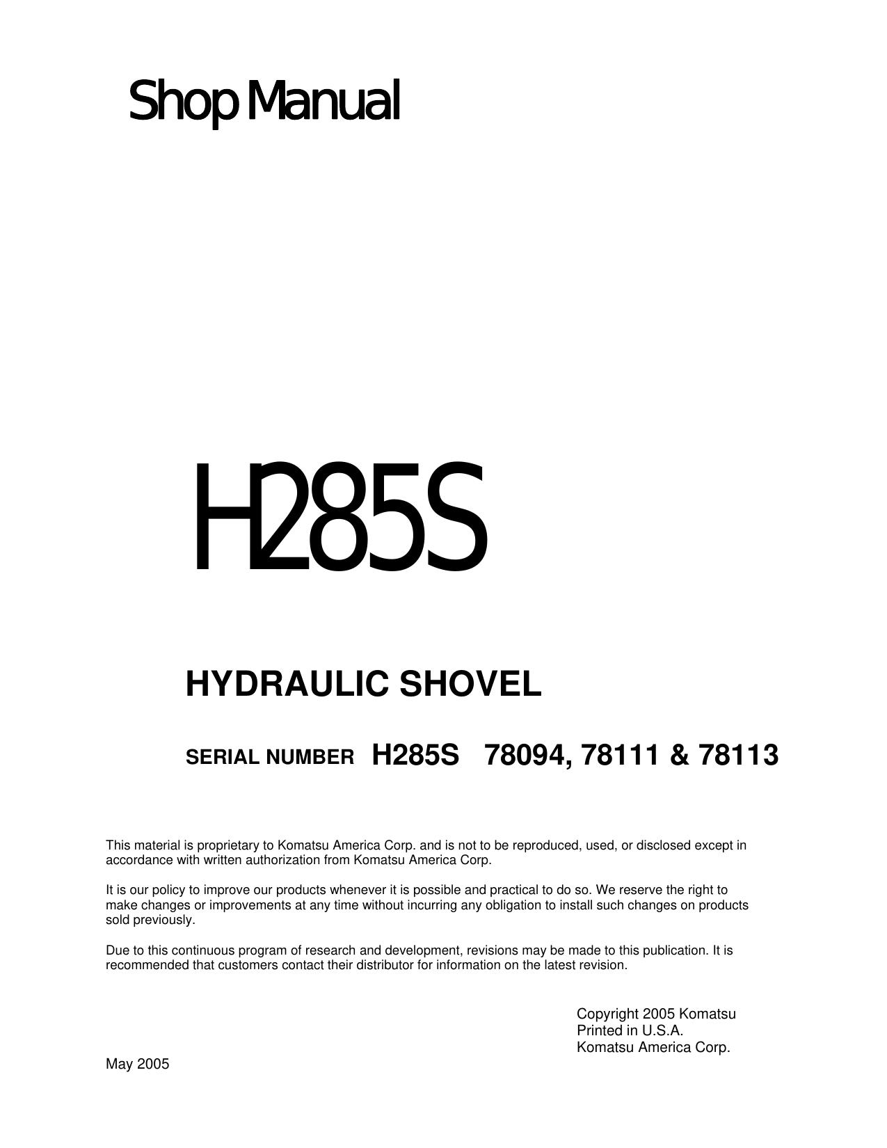 H285S Shop Manual SM
